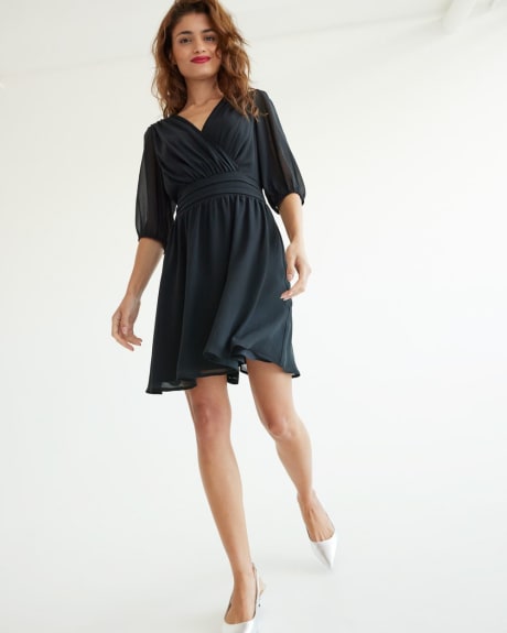Wrap Dress with 3/4 Sleeves