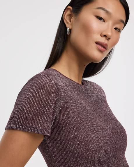 Short-Sleeve Crew-Neck Shimmery Tee