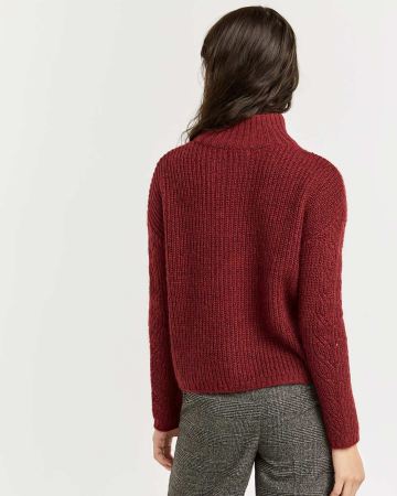 Pointelle & Cable Long Sleeve Sweater