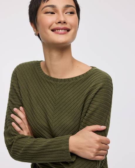 Haut en tricot léger à manches longues et col rond