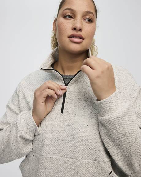 Pull textur&eacute; &agrave; demi-zip - Hyba