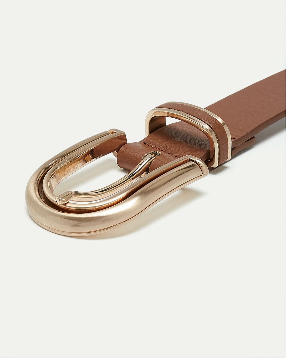 Faux Leather Belt with Brushed Metal Buckle