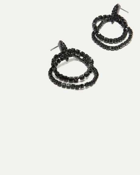 Boucles d'oreilles en chaîne à pierre noire