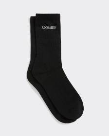 Ribbed Socks with Word at Hem