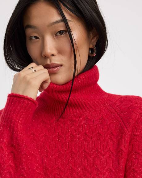 Long-Balloon-Sleeve Mock-Neck Sweater