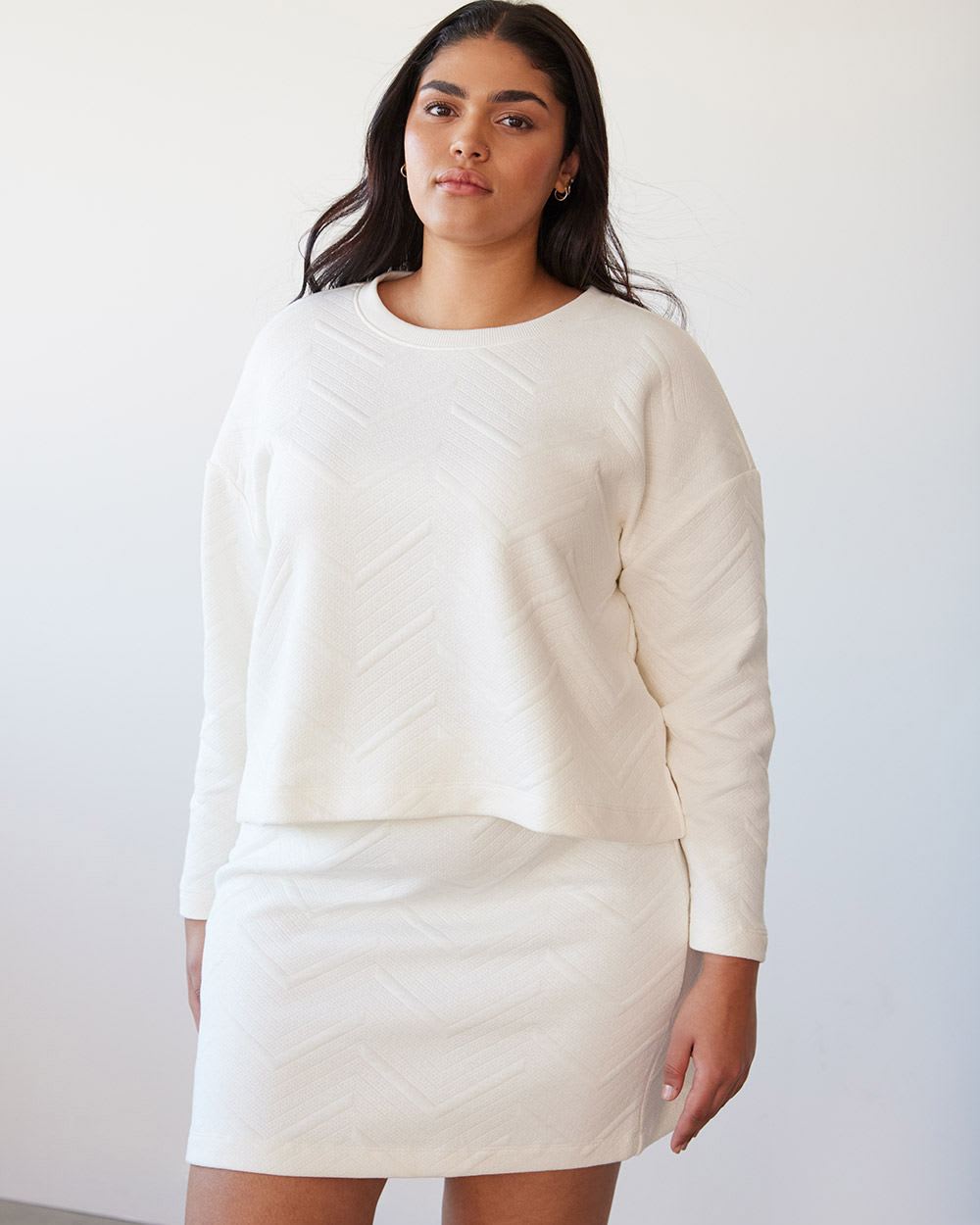 Long-Sleeve Quilted Knit Top