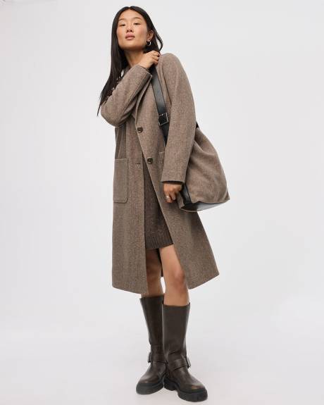 Long Coat with Two-Button Closure