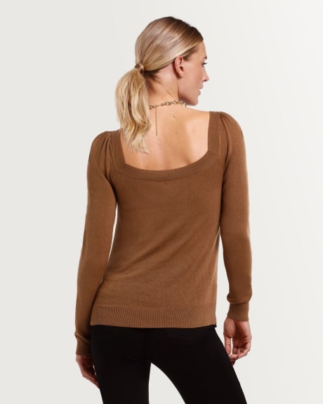 Knit Sweetheart Neck Pullover