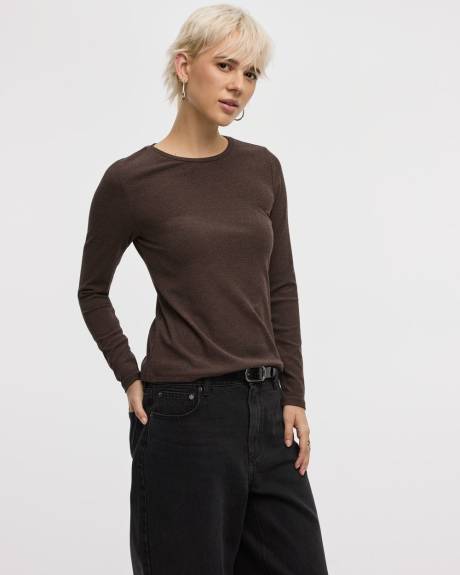Long-Sleeve Crew-Neck Ribbed Tee - R Essentials