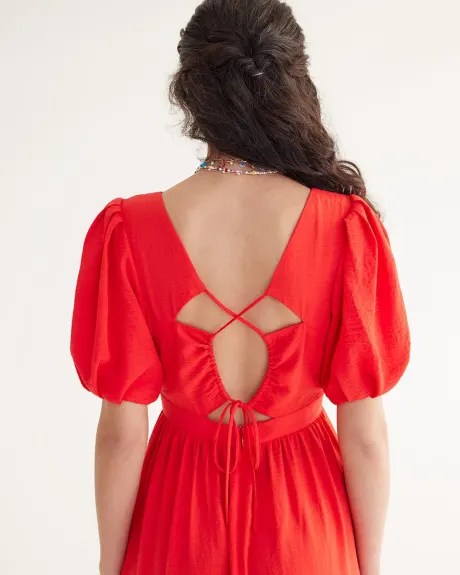 Short-Sleeve Maxi Dress with Scoop Neckline