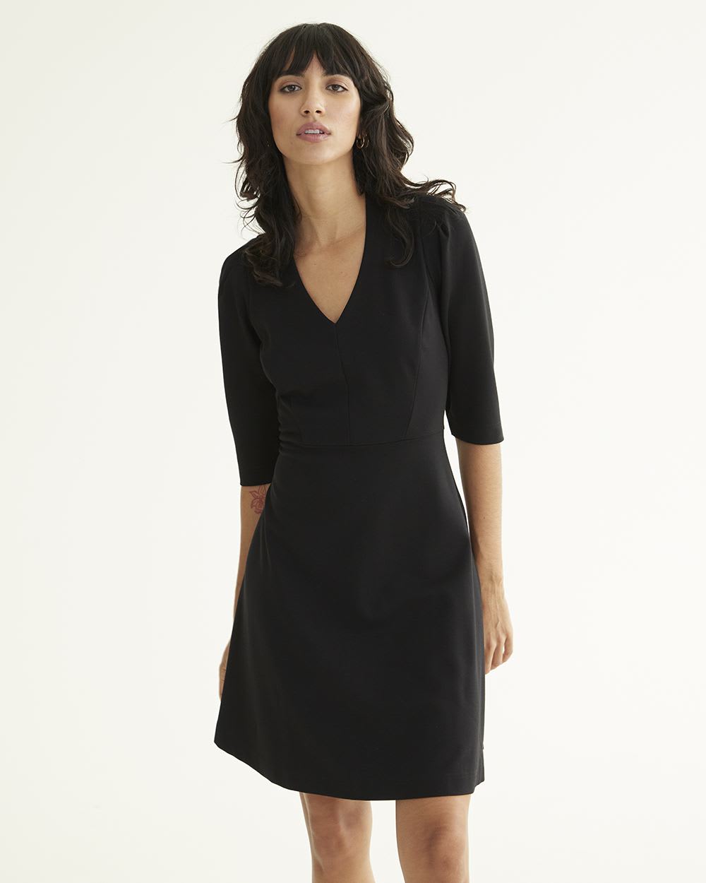 Ponte de Roma Dress with Puffy 3/4 Sleeves