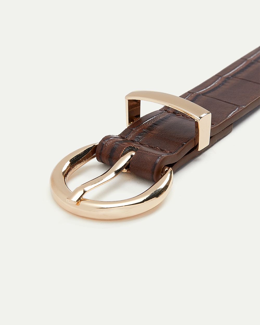 Faux Leather Belt with Double Buckle