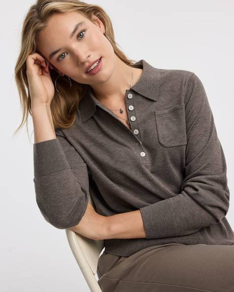 Long-Sleeve Wool-Blend Polo