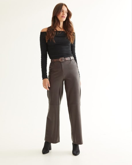 Wide-Leg High-Rise Stretch Faux Leather Pants - Tall