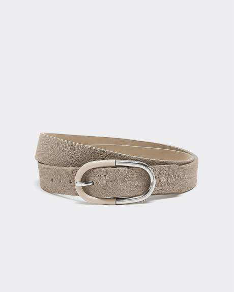 Suede Belt with Two-Tone Buckle