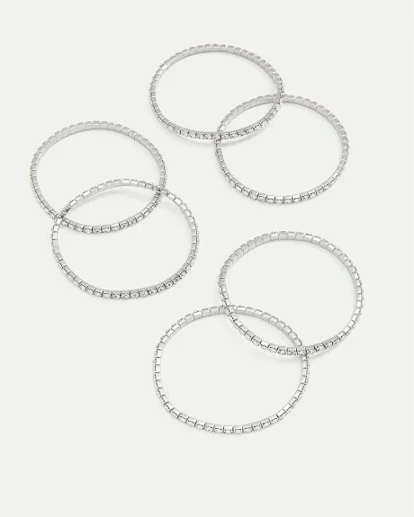 Stretch Rhinestone Bracelets - Set of 6