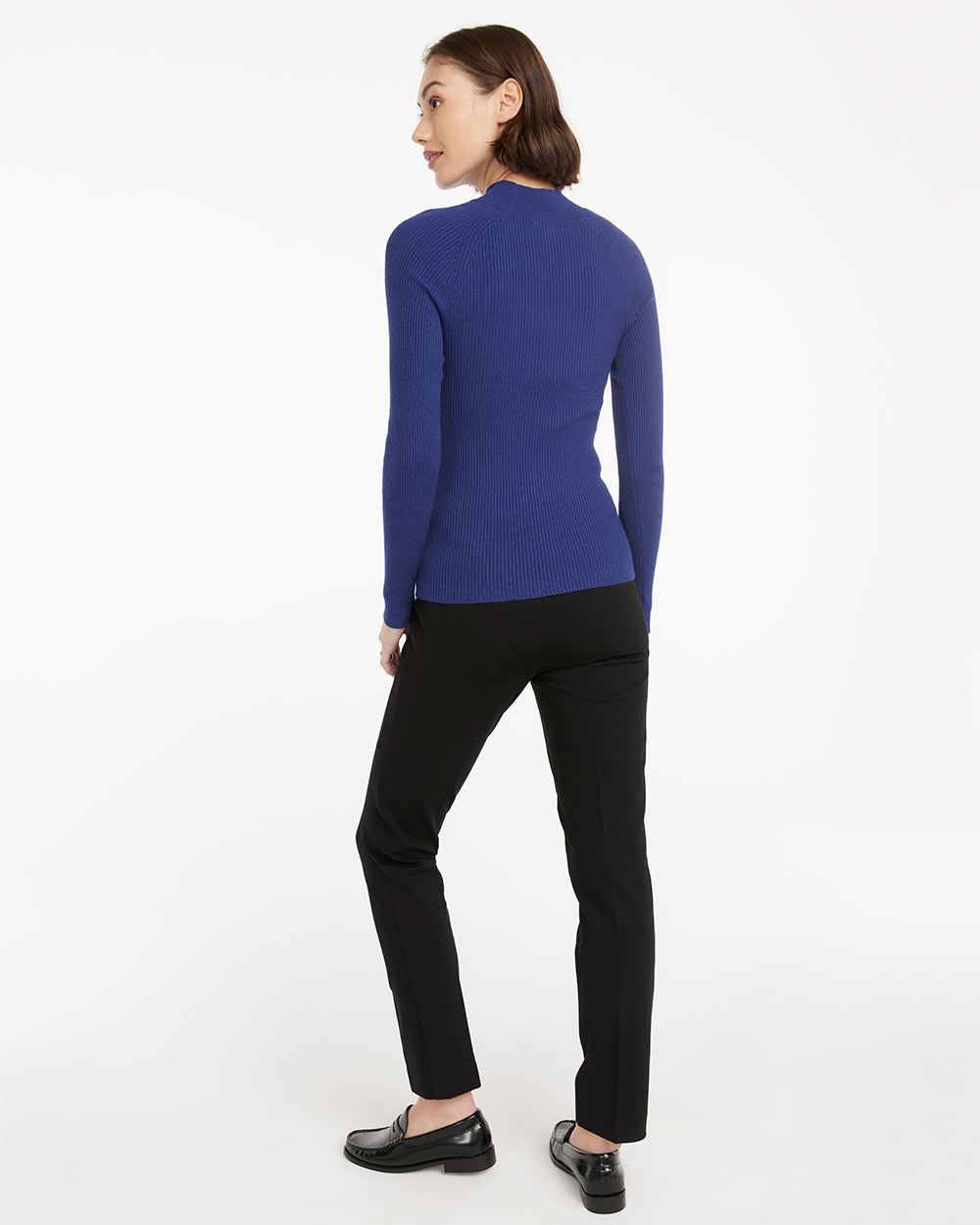 Long-Sleeve Mock-Neck Bodycon Pullover, R Essentials