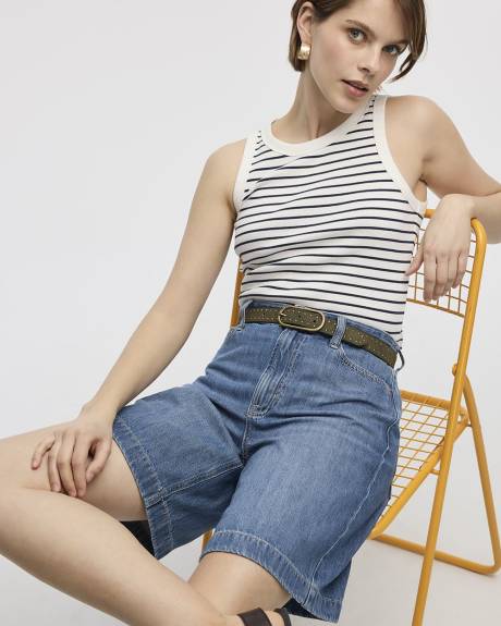 High-Rise Denim Bermuda