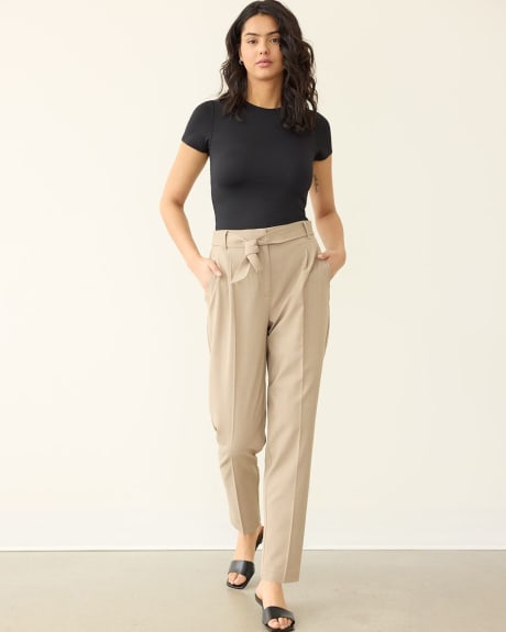 Tapered-Leg High-Rise Pant with Sash - The Timeless - Petite