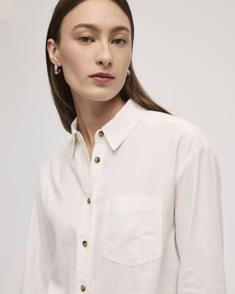 Long-Sleeve Linen Blend Shirt