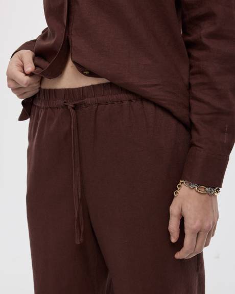 Wide-Leg High-Rise Linen Blend Pant - Tall