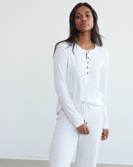 Rib Knit Henley Pyjama Top, R Line