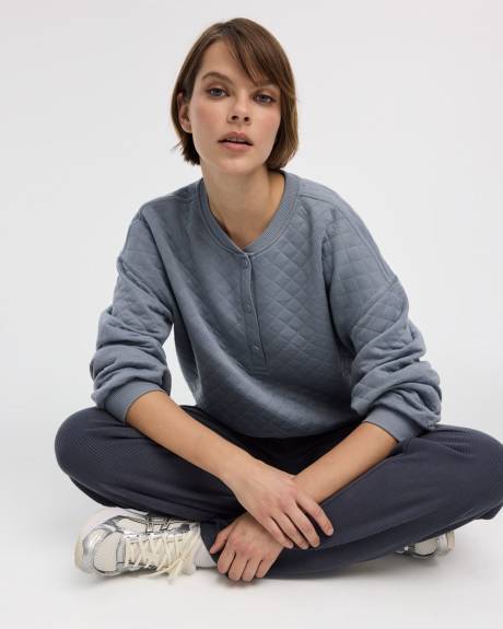 Pull henley en jacquard matelassé - Hyba