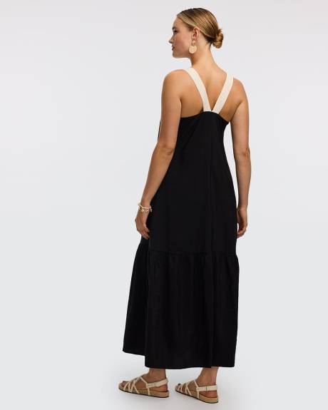 Robe maxi sans manches &agrave; bretelles contrast&eacute;es