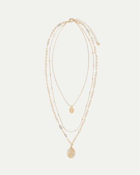 Multi-Chain Necklace with Round Pendants