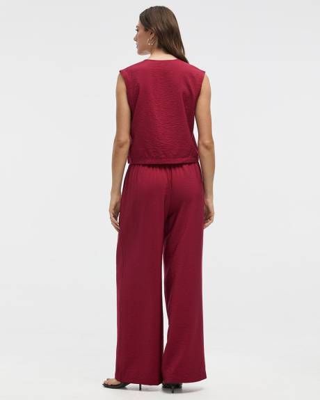 Blouse boutonnée à manches très courtes et col V