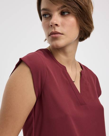 Blouse à manches très courtes et col fendu - R Essentials