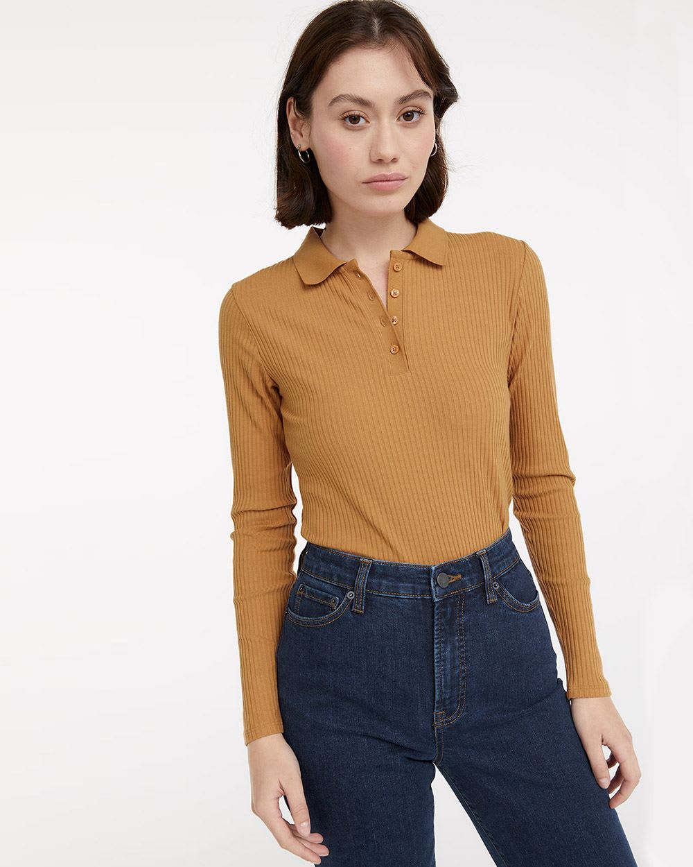 Long-Sleeve Polo with Buttoned Placket