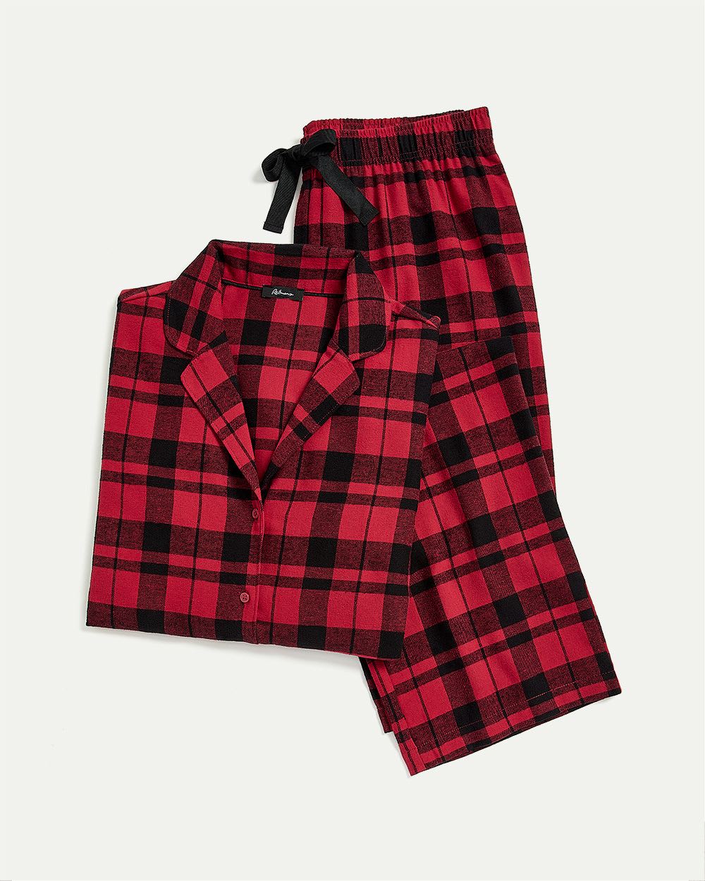 Long-Sleeve Top and Straight-Leg Pant Flannel Pyjama Set