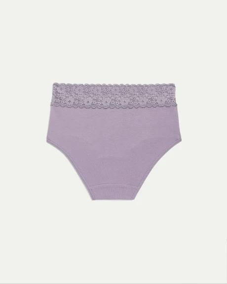 Cotton Full Brief with Lace Waistband, R Line