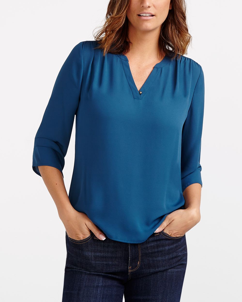 3/4 Sleeve Blouse with Smocking Women Reitmans