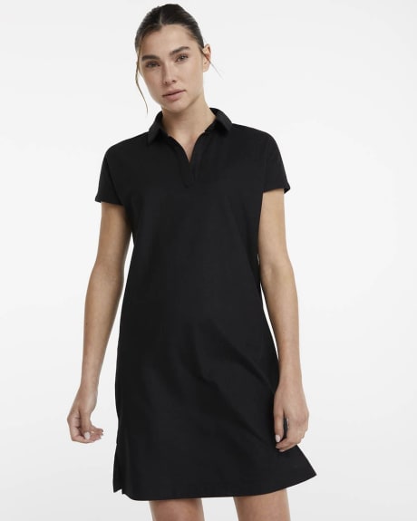 Solid Semi-Fitted Pique Dress, Hyba