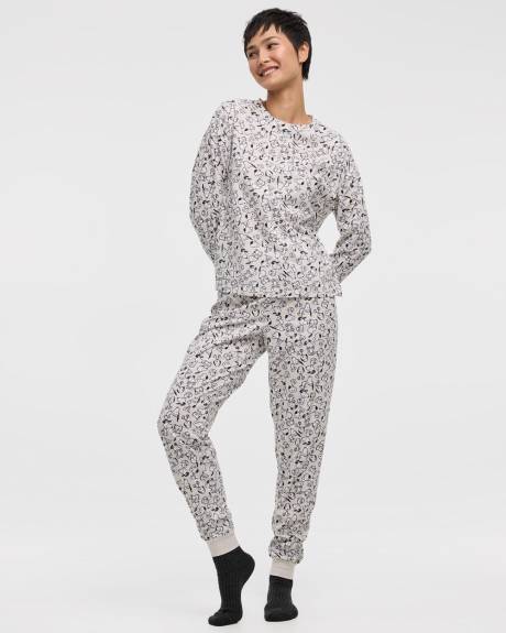 Ensemble pyjama Snoopy en coton à manches longues et jogger