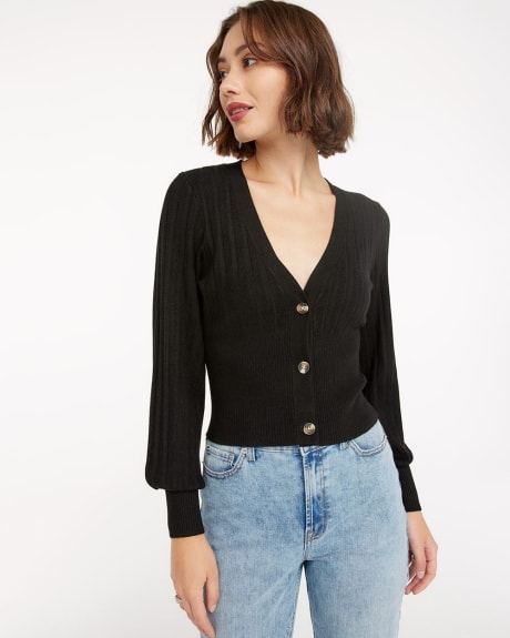 Fitted Cardigan with Deep V Neckline