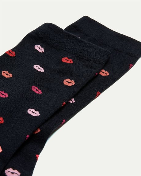 Cotton Socks with Red Lips