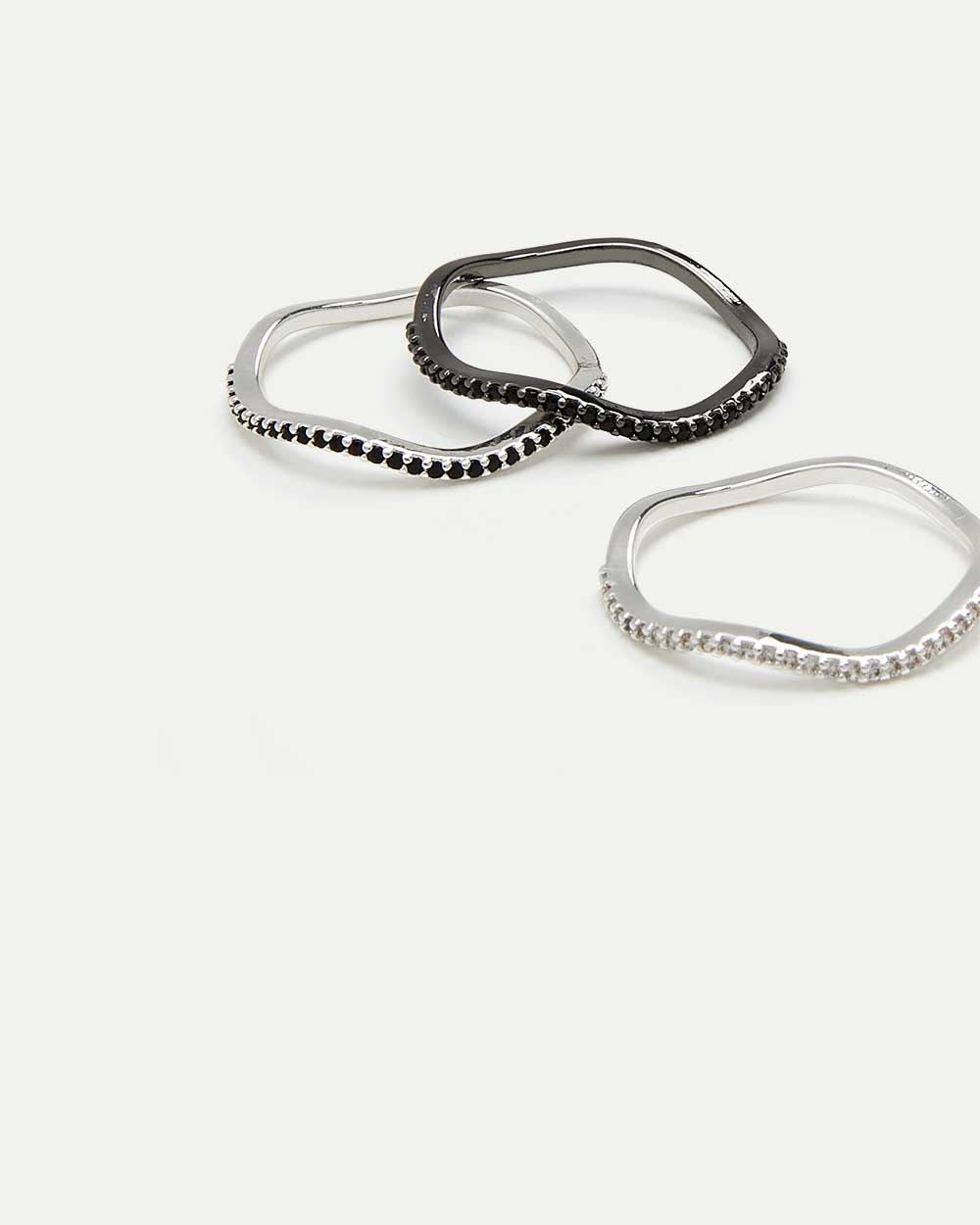 3-Pack Delicate Rings with Stones