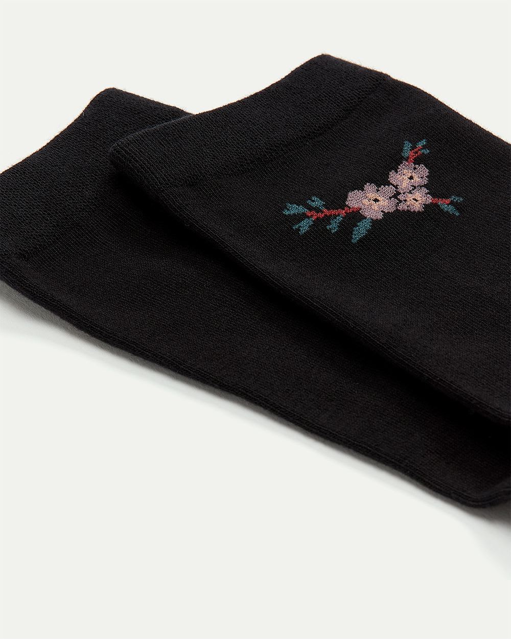 Cotton Socks with Pink Flower