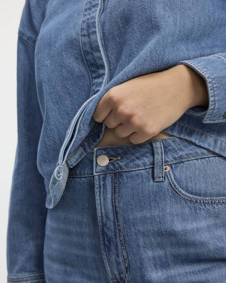 Jean &agrave; jambe large et taille haute - Coupe Courbes