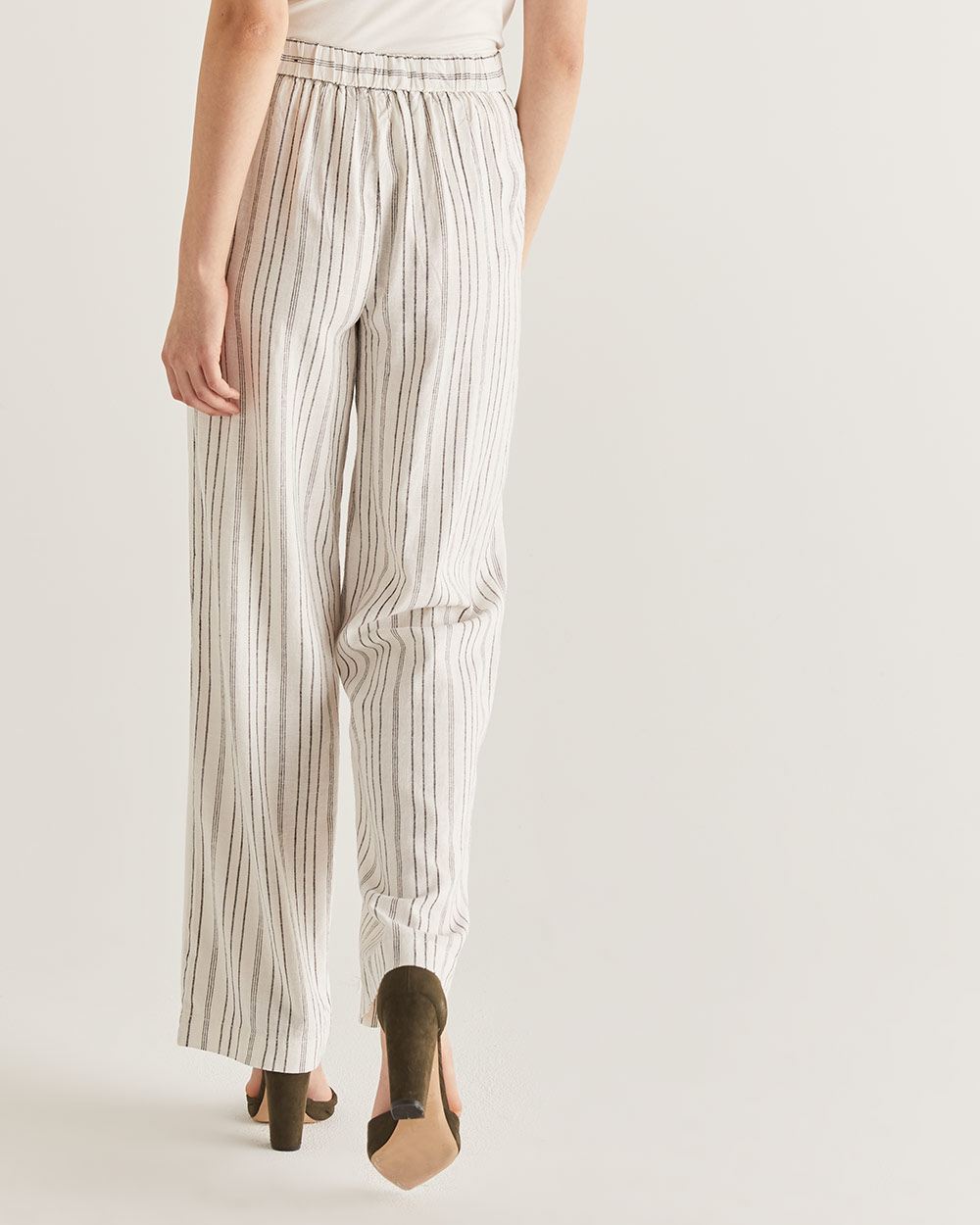 LinenBlend Wide Leg Stripe Pants Petite Petite Reitmans