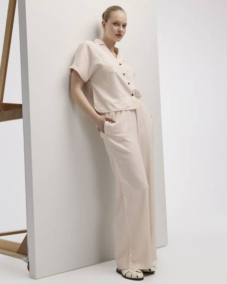 Wide-Leg High-Rise Linen Blend Pant - Tall