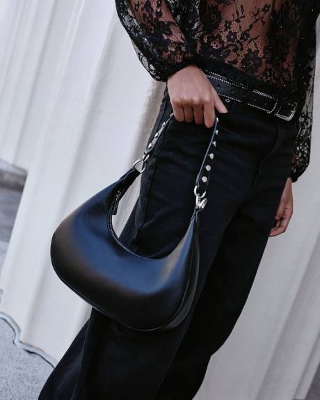 Half-Moon Bag with Studded Strap