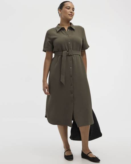 Short-Sleeve Buttoned-Down Shirt Dress