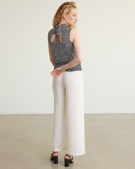 Sleeveless Top with Mock Neckline and Back Cut-Out