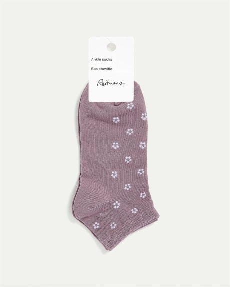 Cotton Anklet Socks with Dotted Flowers