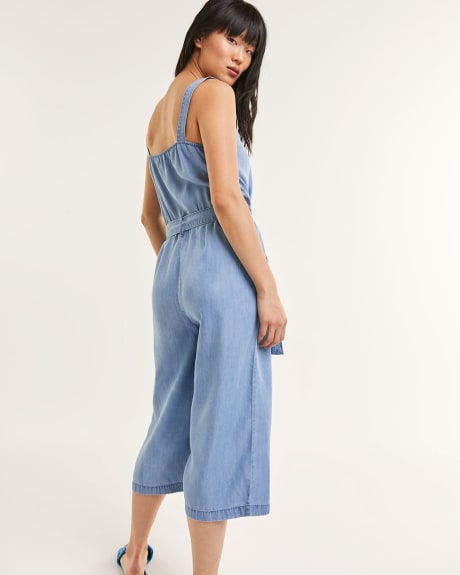 Solid Square Neck Jumpsuit With Sash