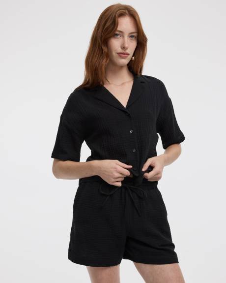 Short en coton gaufré